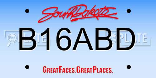 B16ABD South Dakota License Plate
