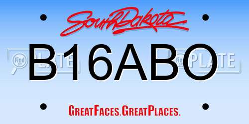 B16ABO South Dakota License Plate
