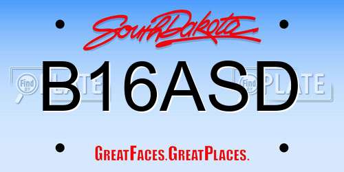 B16ASD South Dakota License Plate