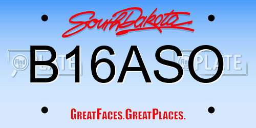 B16ASO South Dakota License Plate