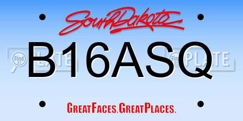 B16ASQ South Dakota License Plate