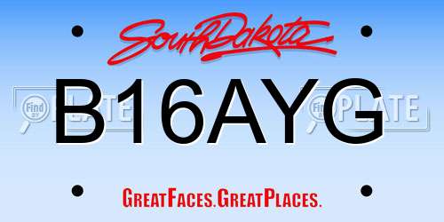 B16AYG South Dakota License Plate