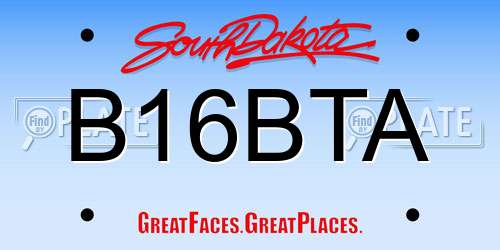 B16BTA South Dakota License Plate