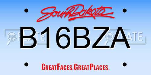 B16BZA South Dakota License Plate