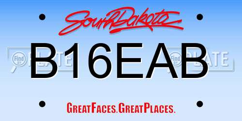 B16EAB South Dakota License Plate