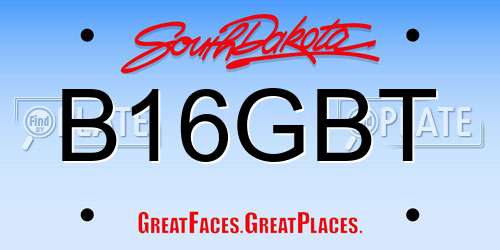 B16GBT South Dakota License Plate