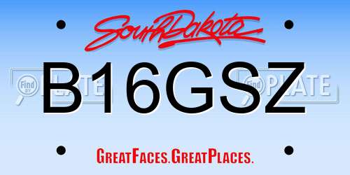 B16GSZ South Dakota License Plate
