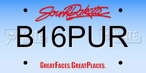 B16PUR South Dakota License Plate