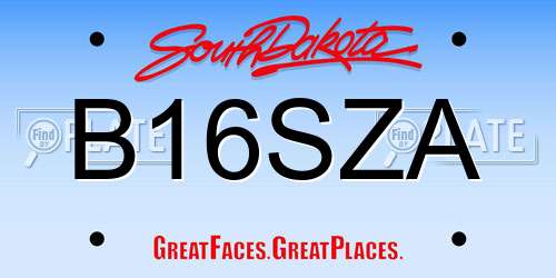 B16SZA South Dakota License Plate