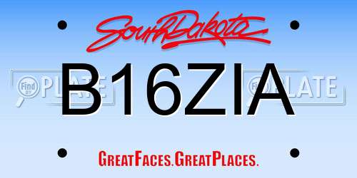 B16ZIA South Dakota License Plate
