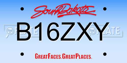 B16ZXY South Dakota License Plate