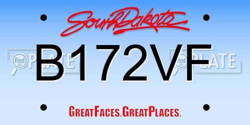 B172VF South Dakota License Plate