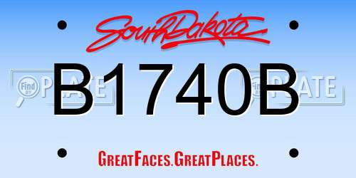 B1740B South Dakota License Plate