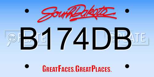 B174DB South Dakota License Plate