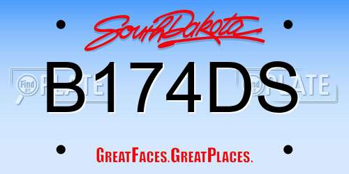 B174DS South Dakota License Plate