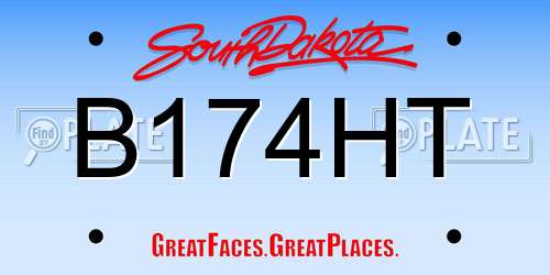 B174HT South Dakota License Plate