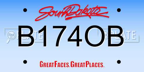 B174OB South Dakota License Plate