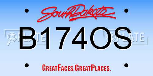 B174OS South Dakota License Plate