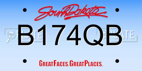 B174QB South Dakota License Plate