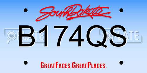 B174QS South Dakota License Plate
