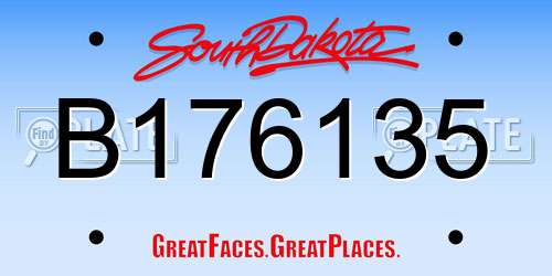 B176135 South Dakota License Plate