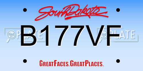 B177VF South Dakota License Plate