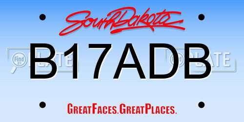 B17ADB South Dakota License Plate