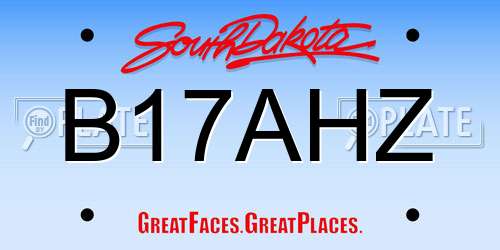 B17AHZ South Dakota License Plate
