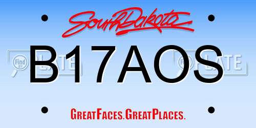 B17AOS South Dakota License Plate