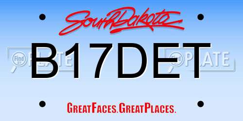 B17DET South Dakota License Plate
