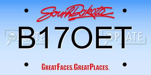 B17OET South Dakota License Plate