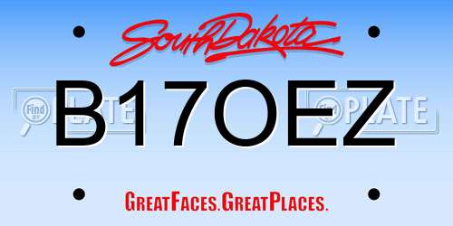 B17OEZ South Dakota License Plate