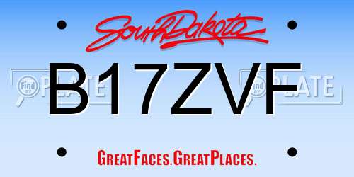 B17ZVF South Dakota License Plate