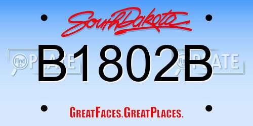 B1802B South Dakota License Plate