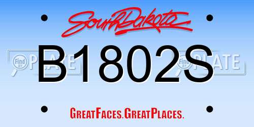 B1802S South Dakota License Plate