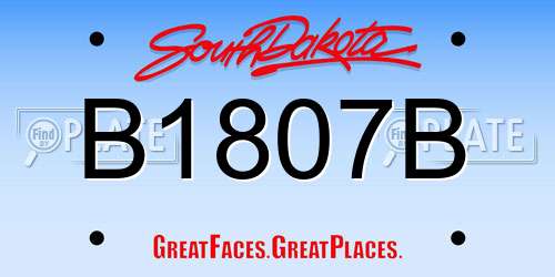 B1807B South Dakota License Plate