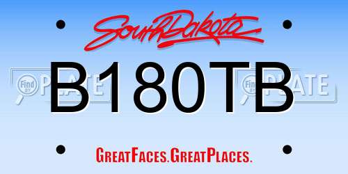 B180TB South Dakota License Plate