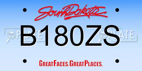 B180ZS South Dakota License Plate
