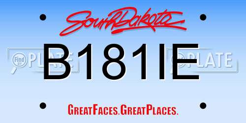 B181IE South Dakota License Plate
