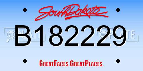 B182229 South Dakota License Plate
