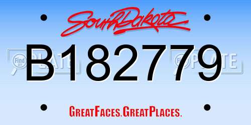 B182779 South Dakota License Plate