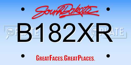B182XR South Dakota License Plate