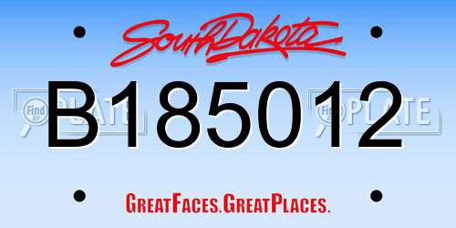B185012 South Dakota License Plate