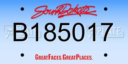 B185017 South Dakota License Plate