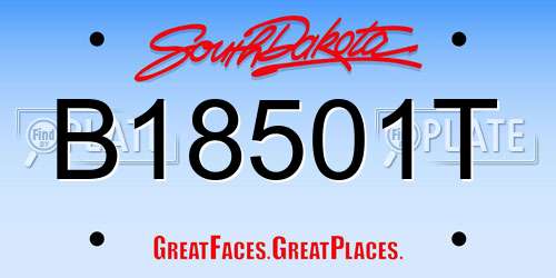 B18501T South Dakota License Plate