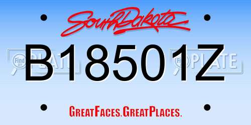 B18501Z South Dakota License Plate