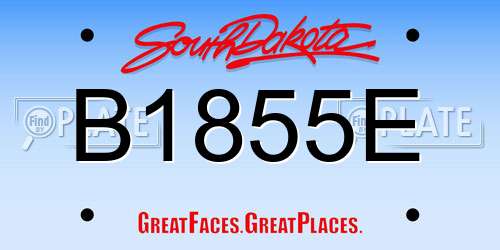B1855E South Dakota License Plate