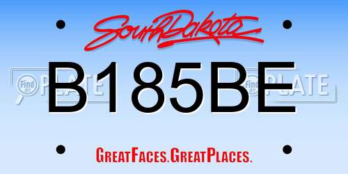 B185BE South Dakota License Plate