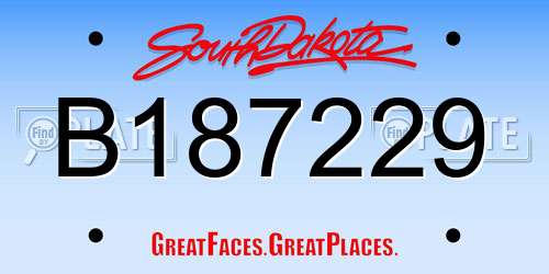 B187229 South Dakota License Plate