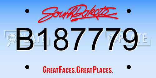 B187779 South Dakota License Plate